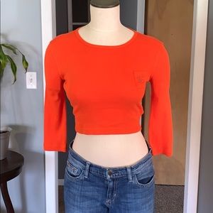 Bright orange cropped vintage Ralph Lauren top